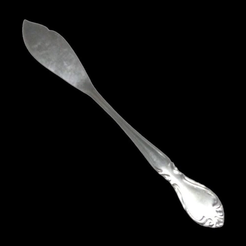 Stamped Stainless Steel Flatware Master Butter Knife-Japan-Vintage-Scrolls-Satin
